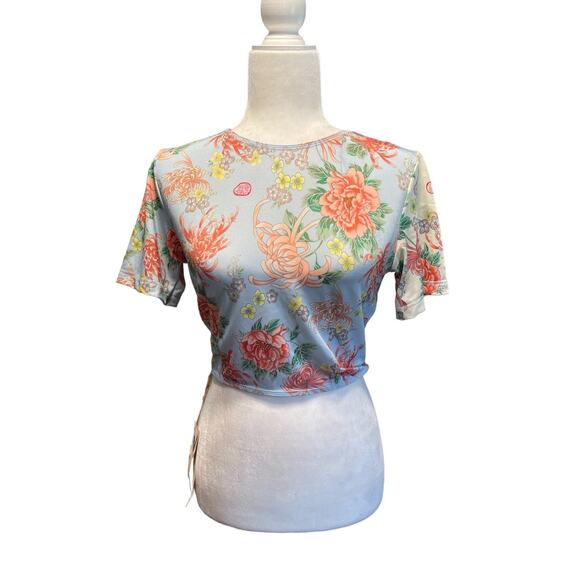 We are HAH All Tied Up Reversible Crop Top French Blue Size Large NWT - Picture 6 of 11